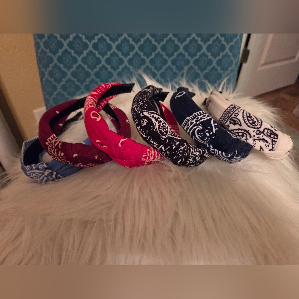 Set of 5 Bandana Print Headbands